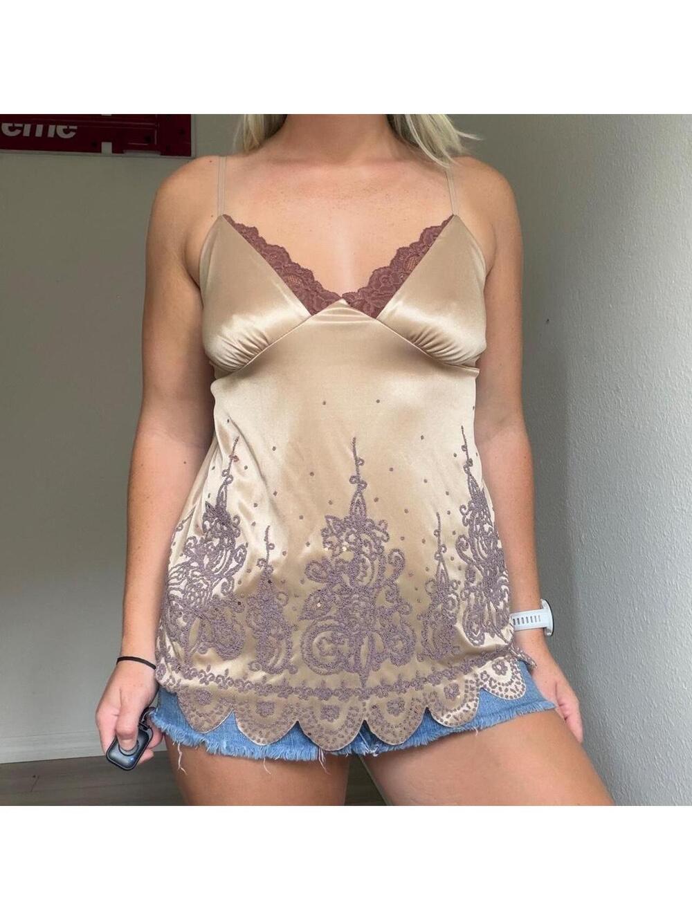 Y2K FAIRY GLAM CAMI BEADED TOP